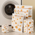 5-piece laundry wash bag set with orange patterns and pink zippers for washing machines - Orange