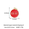 Red round enamel 11:11 pendant in copper finish for jewelry making, 19.45x13.5mm size - 14K Gold 11:11 (Red)
