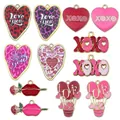 DIY Valentine's Day enamel alloy charms featuring hearts and roses for jewelry making - Mixed Enamel Valentine Charms Set (SN1050)