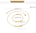 Detaillierte Maßansicht der Herz- und Katzenpfoten-Halskette und Armband aus Edelstahl - Gold (KS114948-K)