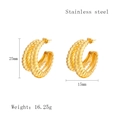 Golden spiral textured C-shape stainless steel earrings with premium vintage finish - Gold Style (LE3526)