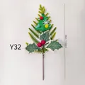 Artificial Christmas pine pick with red berries and snowy tree design, 28cm height - Y32-Glitter Xmas Tree Pick