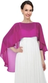 Detail of rose purple chiffon shrug showing light translucent fabric and elegant drape - Rose Red