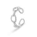 Zilveren verstelbare roestvrijstalen ring met een stijlvol geschakeld kettingontwerp - Brede Kettingknoop Stijl (SR21062805S) / Zilver