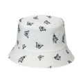 Classic white fisherman hat with black butterfly prints and a flat top sun-shading design - 58cm / White Butterfly Print