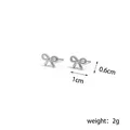 Detailed view of 1cm bow stud earrings in silver finish with weight specifications - Silver Minimalist Bowknot
