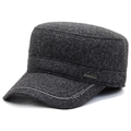 Herren Winter-Militärkappe in Dunkelgrau aus Tweed mit Gehörschutz und warmem Futter - Verstellbar / Grau