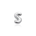 Ciondolo fai-da-te a forma di lettera S in metallo lucido argento con riflesso su bianco - Lettera S Argento (Senza Catena)