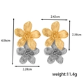 Orecchini a fiore vintage martellati in oro e argento con dimensioni e peso indicati - Fiore a Strati Spazzolato (ER-1482)