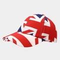 Close-up of kids baseball cap featuring a full British Union Jack flag print design - UK Flag Style (2#)