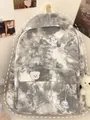 Zaino giapponese in tela tie-dye per donna con graziose spille a orsetto e ciondoli - Senza Ciondolo / Nero