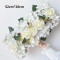 52cmx28cm white artificial rose and hydrangea floral row for wedding decoration - White 1