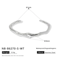 Detailed specs of wave stainless steel bangle with rectangle zircon and 61mm diameter - Irregular Wave Texture Style (NB-B6270-S-WT)