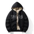 Schwarze Kapuzenjacke mit New York Print und dickem Sherpa-Futter für Herren - S / Schwarz