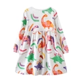 Vestito grigio chiaro a maniche lunghe in cotone con stampe di dinosauri per bimbe - 7T (Altezza Consigliata 120-130cm) / Stampa Dinosauro Grigio Chiaro (7406)