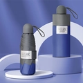 Mini parapluie pliant bicolore bleu et gris avec protection UV UPF 50+ et housse - Huit Baleines / Bleu marine