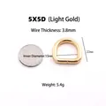 Hellgoldene Metall D-Ringschnalle, 15mm Innenbreite, 3,8mm Dicke für Taschen und Handwerk - 5x5D (Innen 15mm) / Hellgold