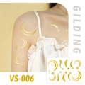 Gold foil freckle tattoo stickers with celestial moon and stars patterns, model VS-006 - VS006 (Gold Star Moon)