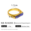 Detail showing 1.7cm inner diameter and 0.6cm width of the gold stone ring - Blue Stone Chip Ring (NB-R24200-3)
