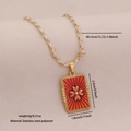 Braided rope necklace with gold four-leaf clover pendant and red enamel inlay - Red Four-Leaf Clover (4#)