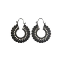 Boucles d'oreilles bohèmes noires avec gravures creuses et strass brillants - Noir Mat avec Strass (9200)