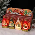 Lanterne sapin de Noël en cristal vert avec figurine du Père Noël et éclairage LED - Sapin de Noël - Lumière + Musique