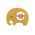 Ginger elephant silicone baby teether rattle with natural wood bar and colorful rings - Elephant Rattle Yellow