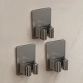 Support de vadrouille mural gris foncé en trois pièces avec pinces à rouleaux et base adhésive - Support De Serpillière Simple En Acier Inoxydable 304 - Gris Gunmetal *3