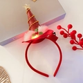 Luminous red Christmas tree headband with golden star and plush holly leaf decorations - 9# Red Sequin Chain Plush Hat
