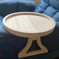 Adjustable wooden sofa armrest tray with round surface in natural wood finish - Pine Wood / Pine Round