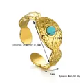 Adjustable golden bohemian ring with hammered texture and a green turquoise stone - Hammered Turquoise Open Ring