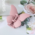 Matte pink butterfly hair claw clip with elegant frosted finish for women styling - Pink