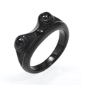 Polished black stainless steel frog ring with 3D animal design shown at 45-degree angle - Black