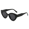 Gafas de sol ojo de gato negras con montura gruesa y lentes gris oscuro de moda - Montura Negra Lentes Gris Negro