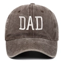 Vintage washed cotton baseball cap in dark brown with white DAD embroidery on the front - Adjustable / Coffee DAD