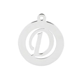 Silver stainless steel round pendant with a hollowed out letter D artistic design - Letter D