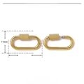 Detail showing 21x11mm gold stainless steel oval screw clasp with size and weight info - Medium Oval Shape (YE827) / Gold