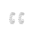 Vista macro di ear cuff a forma di C in argento con piccole stelle e zirconi lucenti - Orecchino a Clip Stella Argento (JQH0012-SS)