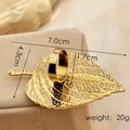 Golden vintage leaf jewelry display tray in stainless steel with 7.0x4.3x1.7cm dimensions - Gold