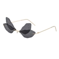Dragonfly wing sunglasses with dark grey lenses and gold metal frame for parties - Black
