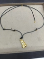 Golden peanut pendant necklace with white pearls and adjustable black cord strap - Gold