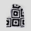 Handmade crochet granny square balaclava in black and white knitted pattern style - One Size / Black and White Floral Balaclava