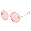 Lunettes de soleil rondes pour enfants en forme de pétale rose avec monture dorée - Rose