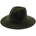 Dark green chenille knit fedora hat with textured finish on a clean white background - M (56-58cm) / Army Green