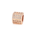Macro shot of rose gold cubic bead with clear zircon inlay and brilliant metallic finish - Rose Gold Plated (White Zirconia)