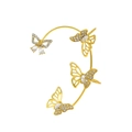 Goldene Schmetterlings-Ohrmanschette mit funkelnden Strasssteinen ohne Ohrloch-Design - Stil I Gold Linke Seite