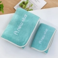Mint green soft coral fleece towel set with A New Star embroidery and grey edges - Towel (35*75cm) / Youth Letter Series (Green)