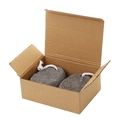 Set of two grey volcanic pumice stones with cotton ropes in a brown corrugated gift box - Black 2pcs Set Boxed