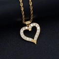Golden heart pendant necklace with clear crystals on a textured black background - Gold (Without Chain)