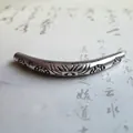 Perla tubo ricurvo in argento tibetano vintage con incisioni etniche per gioielli fai-da-te - Tubo Curvo 184 / Argento